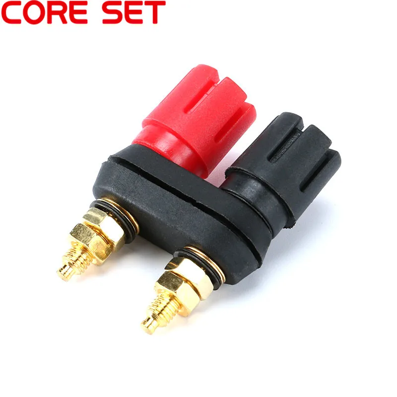 Banana Plugs Couple Terminals Dual 4mm Banana Plug Jack Socket Double hexagon Binding Post Red Black Connector Amplifier DX25