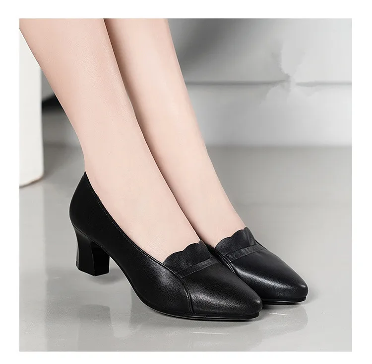 Women's Pumps Spring Autumn Women Pointed Toe Med Square High Heels Casual Office Work Shoes Female Party Wedding Shoes