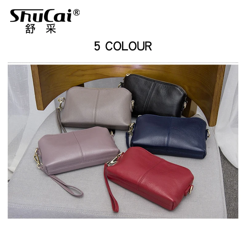 SHUCAI Genuine Leather High Quality Clutch bag Fashion trend Women messenger bag Dual purpose Leisure bag Shoulder Crossbody bag