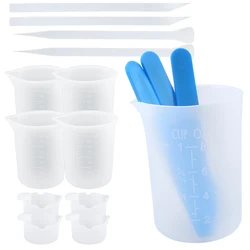 Mixing Resin Tool Kit Reusable Silicone Popsicle Scaled Silicone Cups Sticks for Making DIY Crafts Mixing, Resin, Epoxy, Liquid