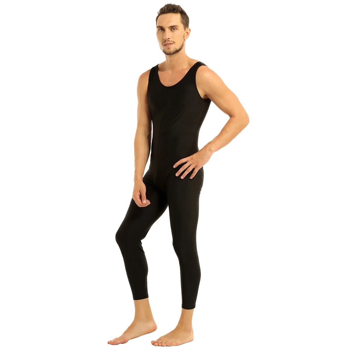 Men ballet Leotard Dance bodysuit Well Fit Gymnastic leotard One Piece Scoop Neck Sleeveless Skin-Tight Vest Unitard Bodysuit