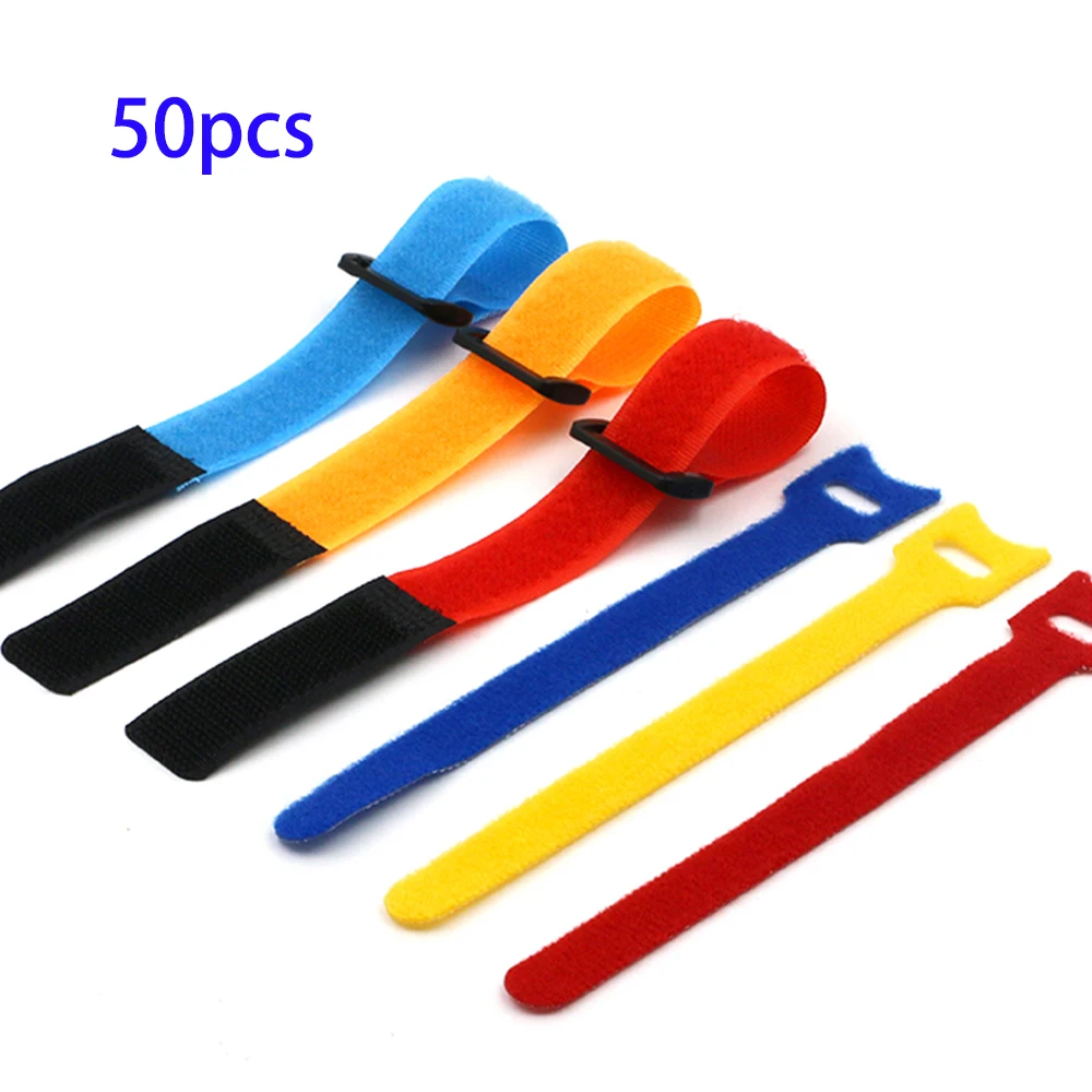 50pcs /100pcs Releasable Cable Ties Colored Plastics Reusable Cable ties Nylon Loop Wrap Zip Bundle Ties T-type Cable Tie Wire