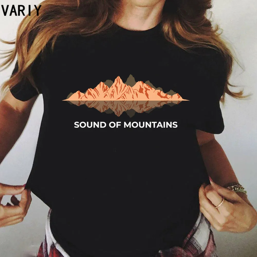 Women SOUND OF MOUNTAINS Casual 90s Spring Summer Printing Lady Clothes Tops Clothing Tees Print Female Tshirt T-Shirt