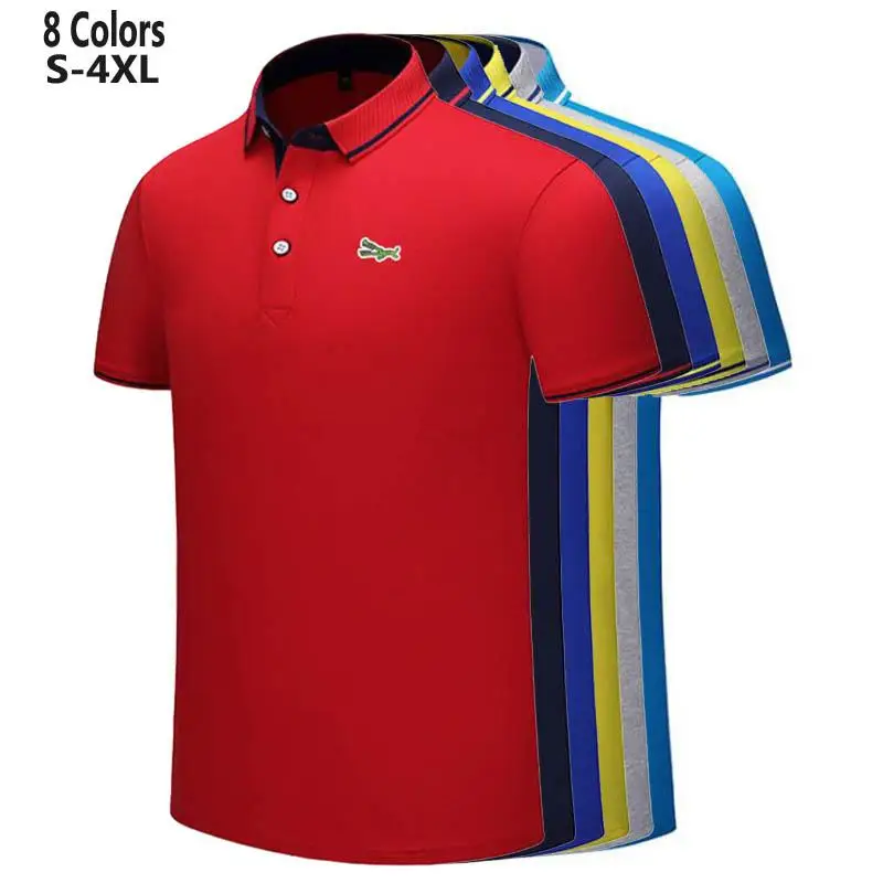 Polos de manga corta para hombre, camisas informales de algodón con logotipo bordado, Tops con solapa, nuevo diseño de S-4XL, verano, 2020