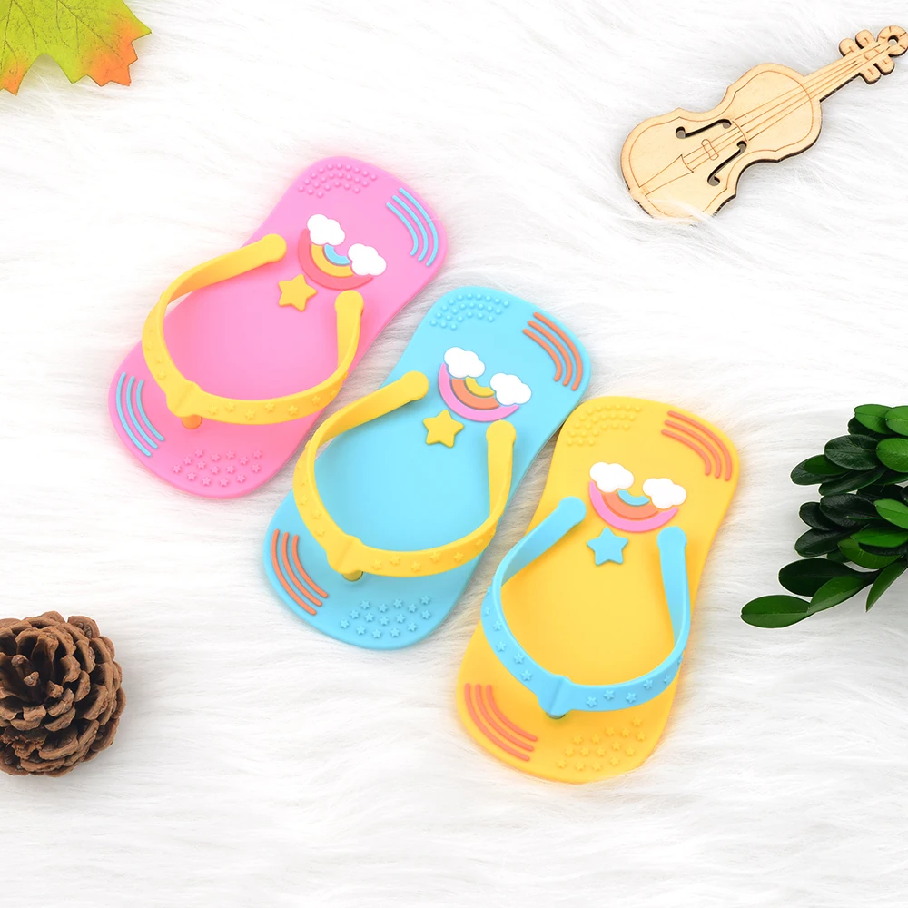 LOFCA Flip Flops Sillicone Teether Baby Teething Pendant Accessories Food Grade Silicone beads BPA FREE Silicon Teethers