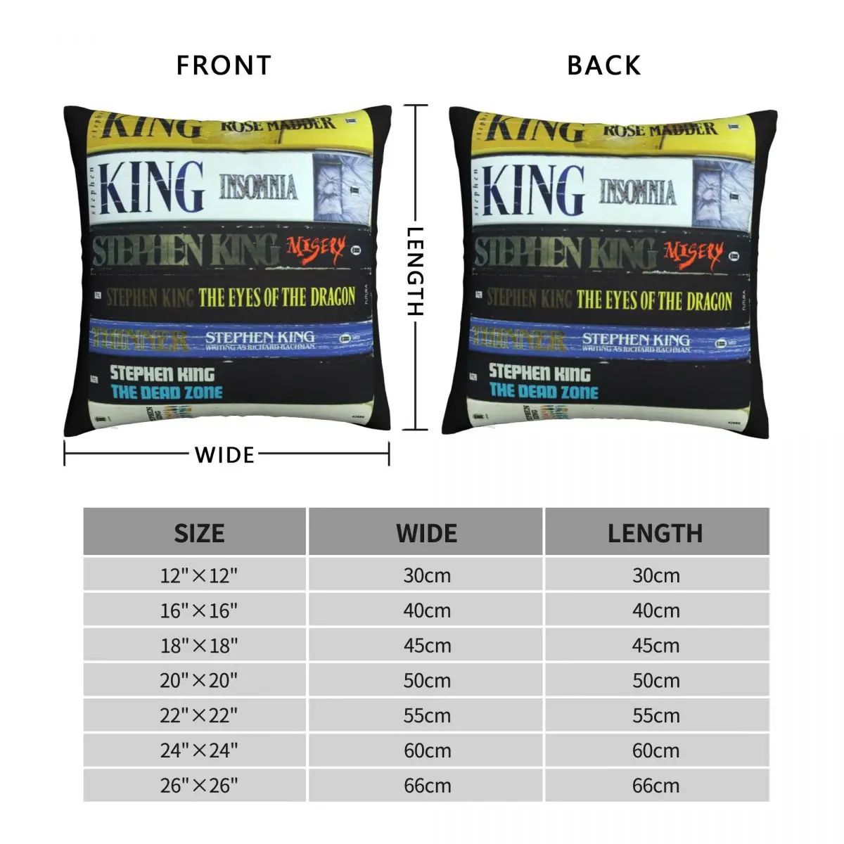 Stephen King PB3 Square Pillowcase Polyester Linen Velvet Pattern Zip Decor Throw Pillow Case Bed Cushion Cover 45x45