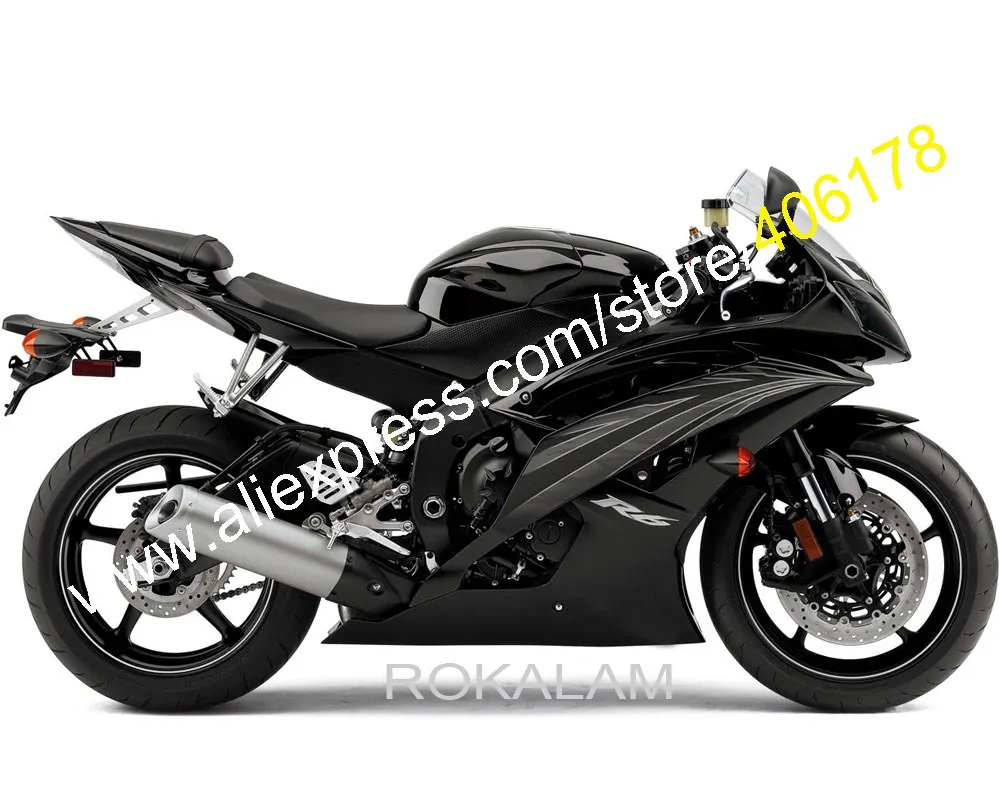 Customized YZF600 R6 08 09 10 11 12 14 15 16 Set For Yamaha YZF 600 R6 2008-2016 Full Black Fairings (Injection Molding)