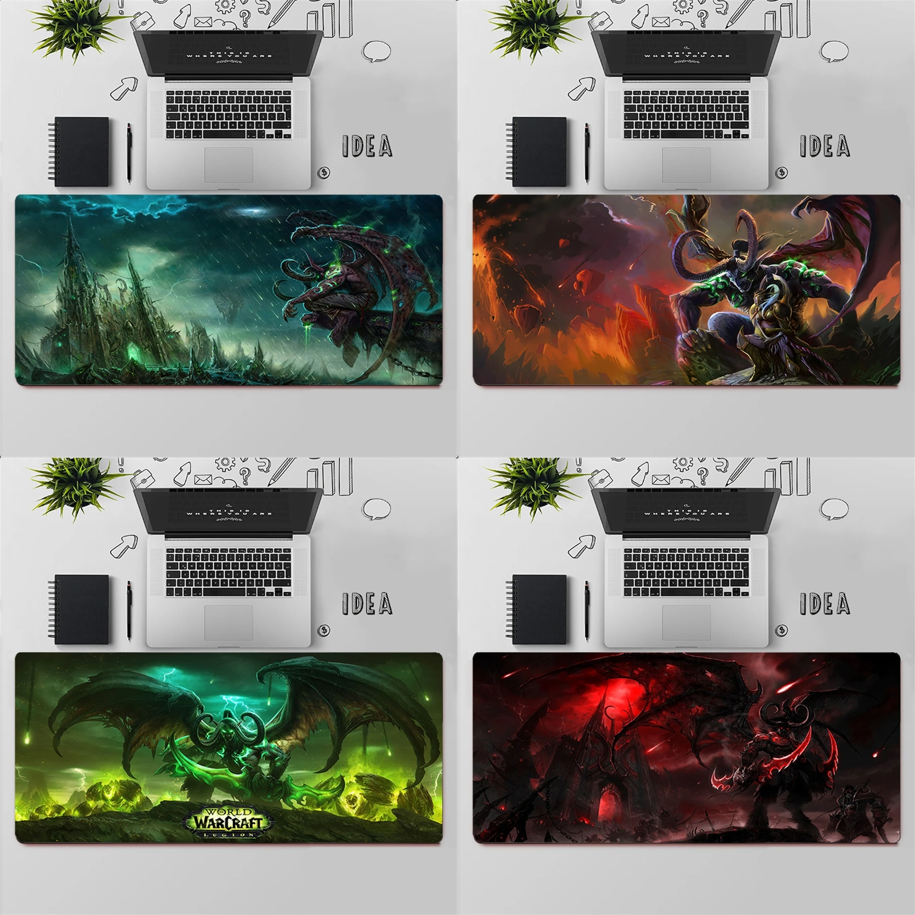 Gaming Mouse Pad Large Mouse Pad PC Gamer Computer Mouse Mat WOW World of Warcraft Illidan Mousepad Keyboard Desk Mat Mause Pad