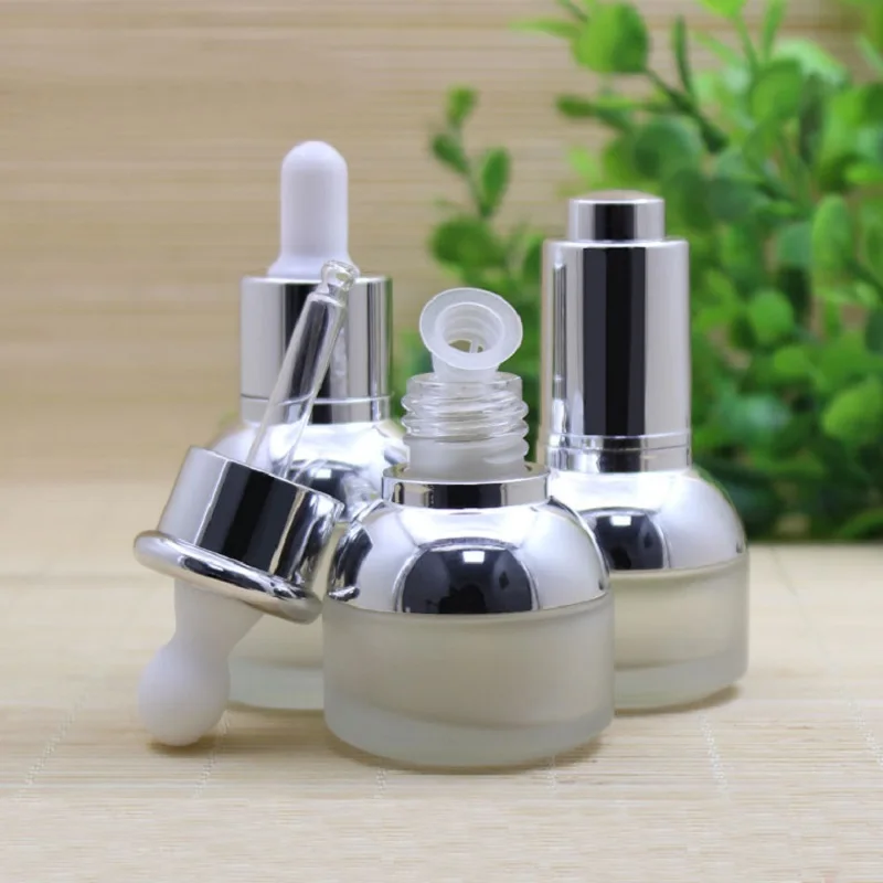 

20ml frosted glass bottle silver shoulder collar moisturizer oil/essence/serum/liquid/toner toiletskin care dropper bottle