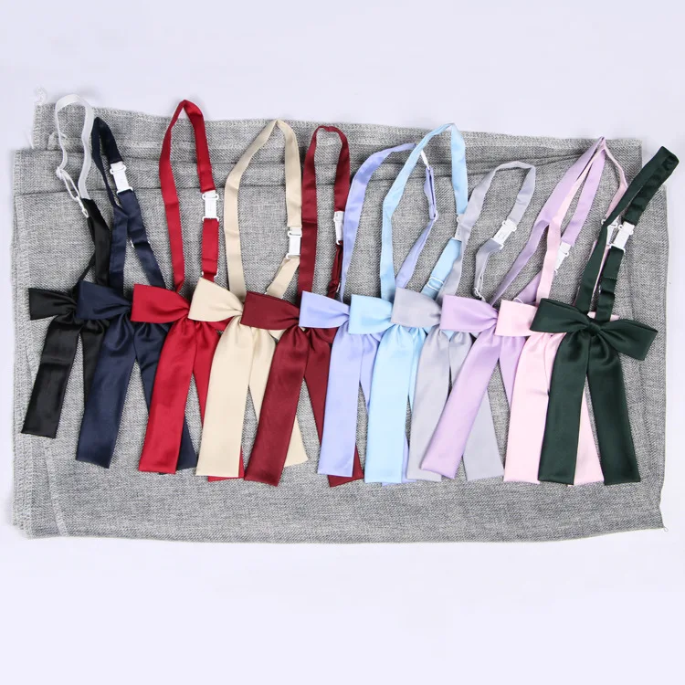 Japanese School JK Uniform Bow Tie For Girls Butterfly Cravat Solid Color Ribbon School Sailor Suit Uniform Accessories