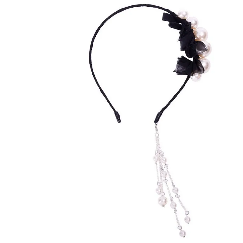 Woman Grace Earrings Tassels Hair Hoop Fashion Diamond Pearl Hair Bands Headband Jewelry Girl For Party Wedding Hair Accessories