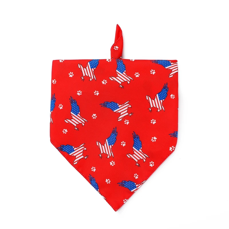 Pet Dog Bandana 4th July USA Flag Dog Bandanas Large American Flags Dog Scarfs for Big Medium Small Dogs Pets Bibs Dog Scarves