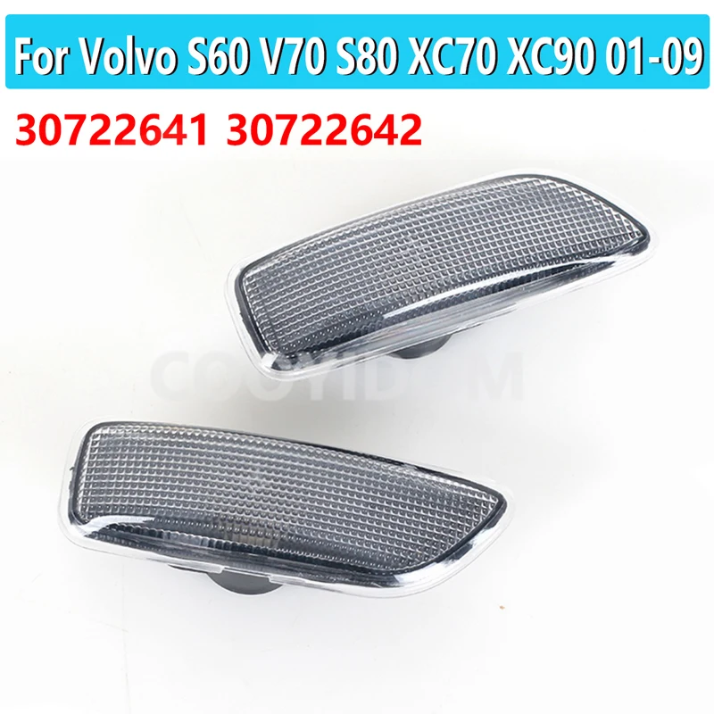 For Volvo S60 V70 S80 XC70 XC90 2001-2009 Turn signal light for Front Side Marker Light Lamp 30722641 30722642 No Bulbs