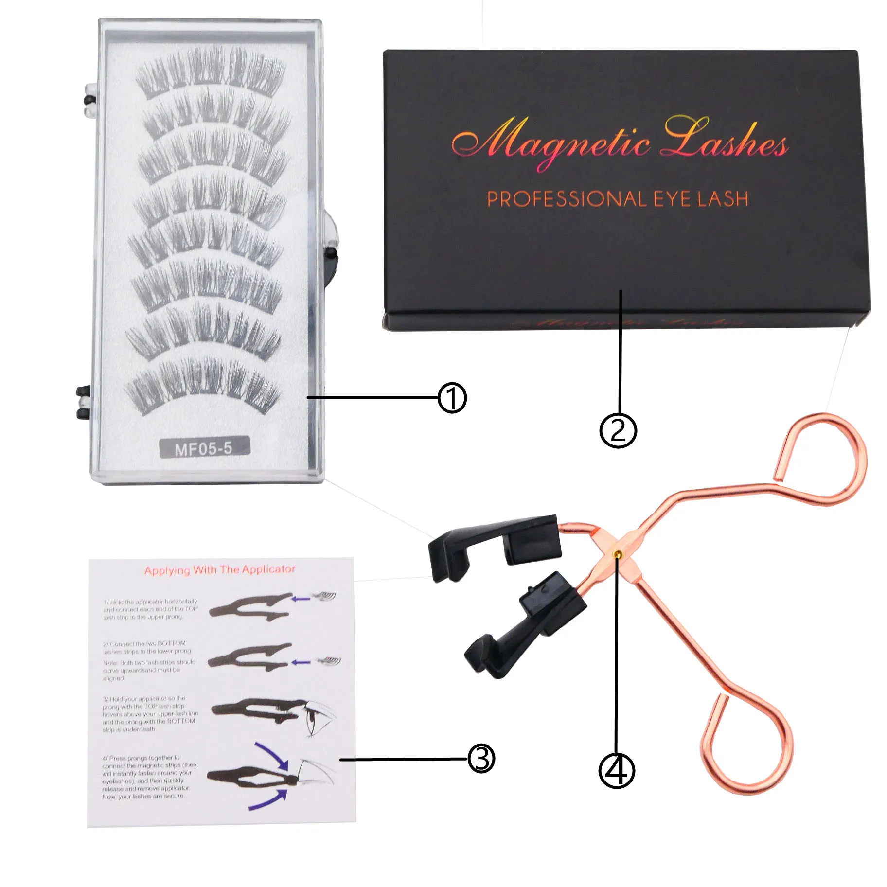 8 pcs/2 pairs magnetic eyelashes with 5 magnets, reusable handmade 3D mink false eyelashes natural with magnetic tweezers