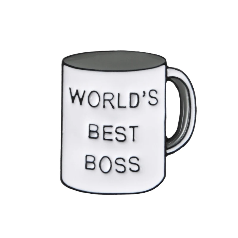 Best Boss Mug Brooch Office Coffee Cup Enamel Pin Daily Supplies Pins Badge for Women Men Boss Gift Lapel Pin Jewelry