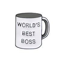Best Boss Mug Brooch Office Coffee Cup Enamel Pin Daily Supplies Pins Badge for Women Men Boss Gift Lapel Pin Jewelry