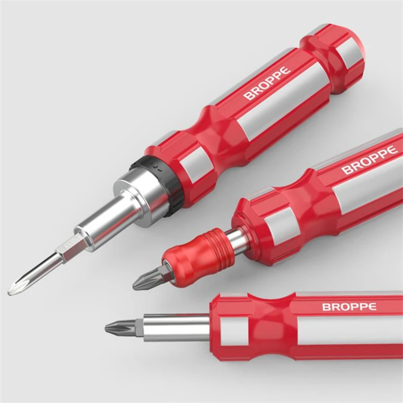 BROPPE Obeng Gagang Gagang Obeng Tangan Berkekuatan Tinggi 1/4 Inci 4Mm Alat Perbaikan Rumah Tangga DIY