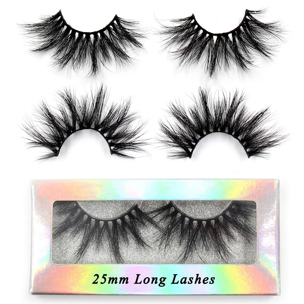 SOQOZ Eyelashes 3D Mink Lashes 25mm Lashes Criss-cross False Eyelashes Handmade Mink Eyelashes Fluffy Dramatic Eyelashes Makeup