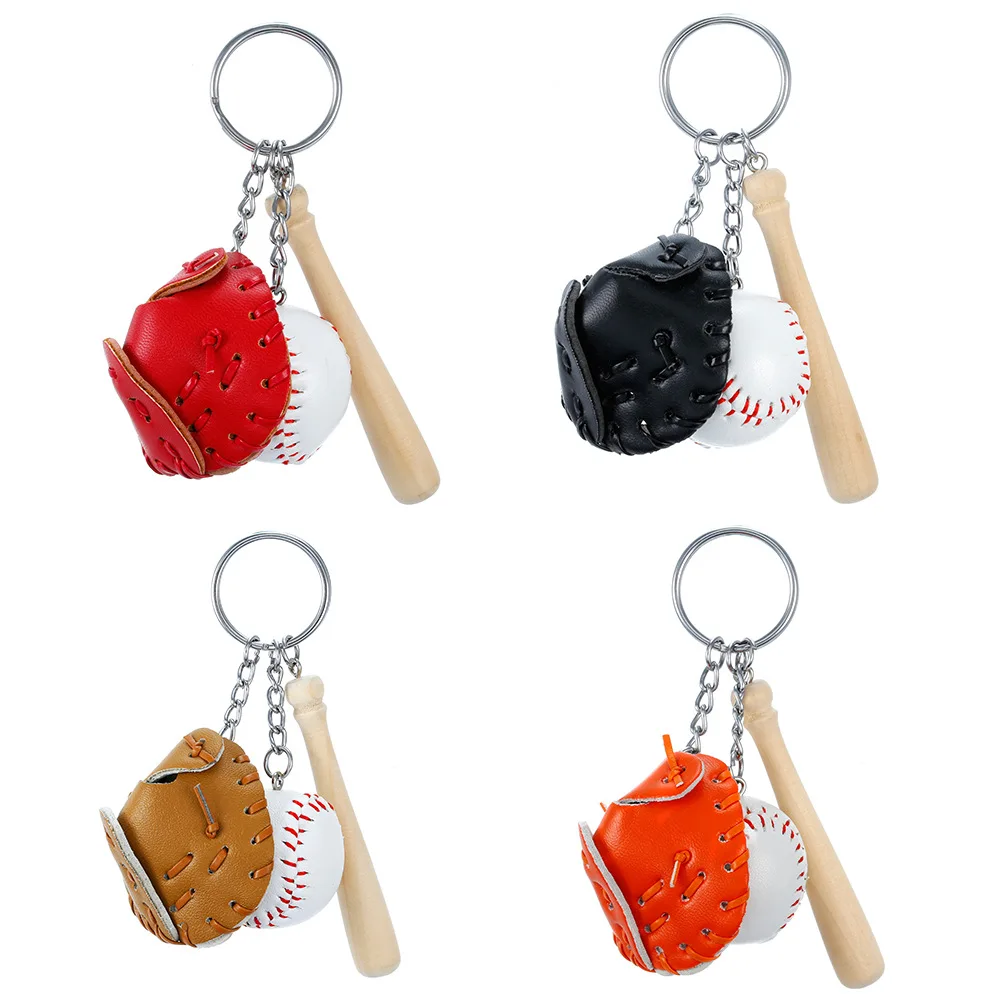 Creative keychain Baseball theme design Cortical material Girl bag pendant  Car decoration Event memorial Baseball bat glove set