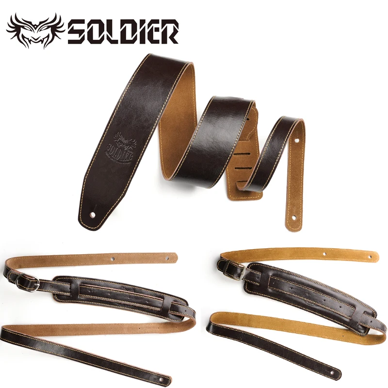 Soldier   acoustic guitar, electric guitar, electric bass strap and shoulder strap. Cowhide material. Various models and widths.