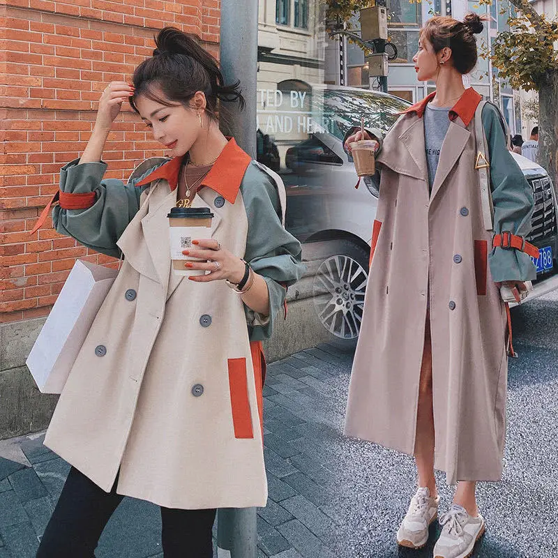 Women Autumn Long Trench Coat 2024 Spring Female Double Breasted Loose Trench Coat Outwear Fashion Belted Lady Cloak Windbreaker