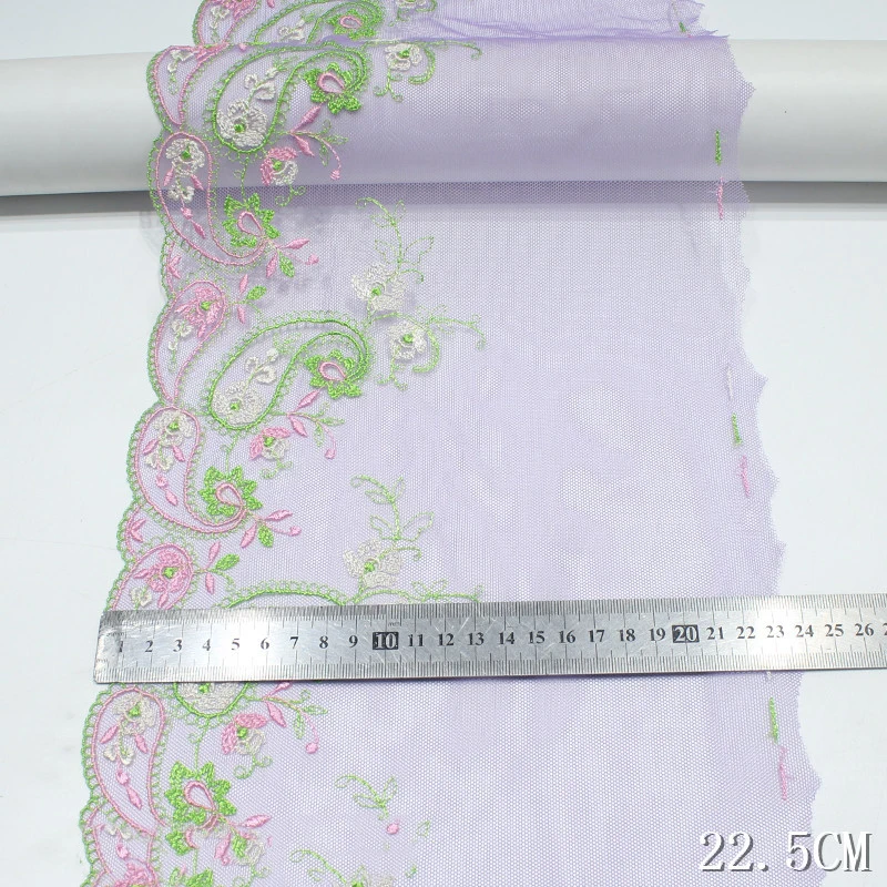 27Yds Exquisite Embroidered Lace Trim Purple Mesh Green Edge Bra Dress Costume Decor Garment Material Lingerie Sewing Handmade