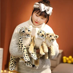 Lifelike macio animais de pelúcia deitado tigre brinquedos de pelúcia simulação catamount pouco leão leopardo boneca bonito menina presentes para crianças