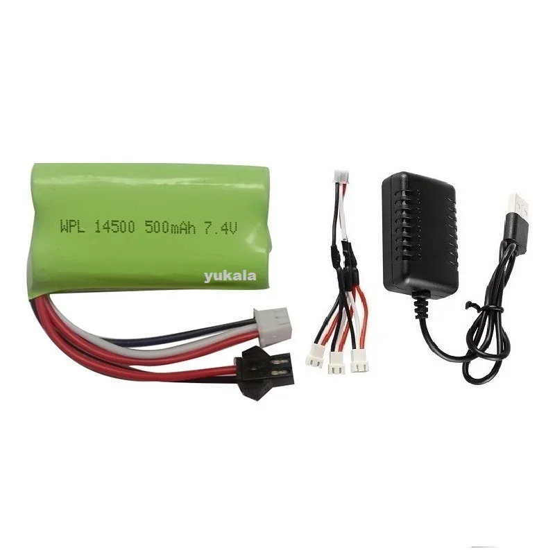 7,4 V 500mAh 2S Li-Ion Batterie/ladegerät Für MN45 WPL D12 D90 RC Auto Boot Pistole 2s Lipo Batterie Mit Ladegerät RC Auto Zubehör 14500