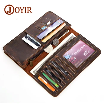JOYIR hommes portefeuille en cuir véritable hommes porte-monnaie Vintage longs hommes portefeuilles Perse solide porte-carte pochette Carteira Hombre pour homme