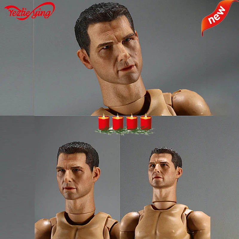 Brinquedo 1/6 escala homem macho cabeça esculpir tom cruzeiro a34 tom cruzeiro atango v034 cabeça + ombros estreitos corpo conjunto 1/6 12 Polegada figura de ação