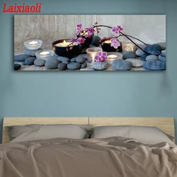 Pittura diamante punto croce immagine della parete orchidee con candele zen still life grande arte 3d strass ricamo mosaico decor