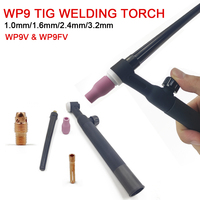 WP9 TIG Torch GTAW 1.0-3.2mm Gas Tungsten Arc Welding Gun Argon Air Cooled WP9V Gas Valve WP9FV Flexible Neck TIG Welding Torch