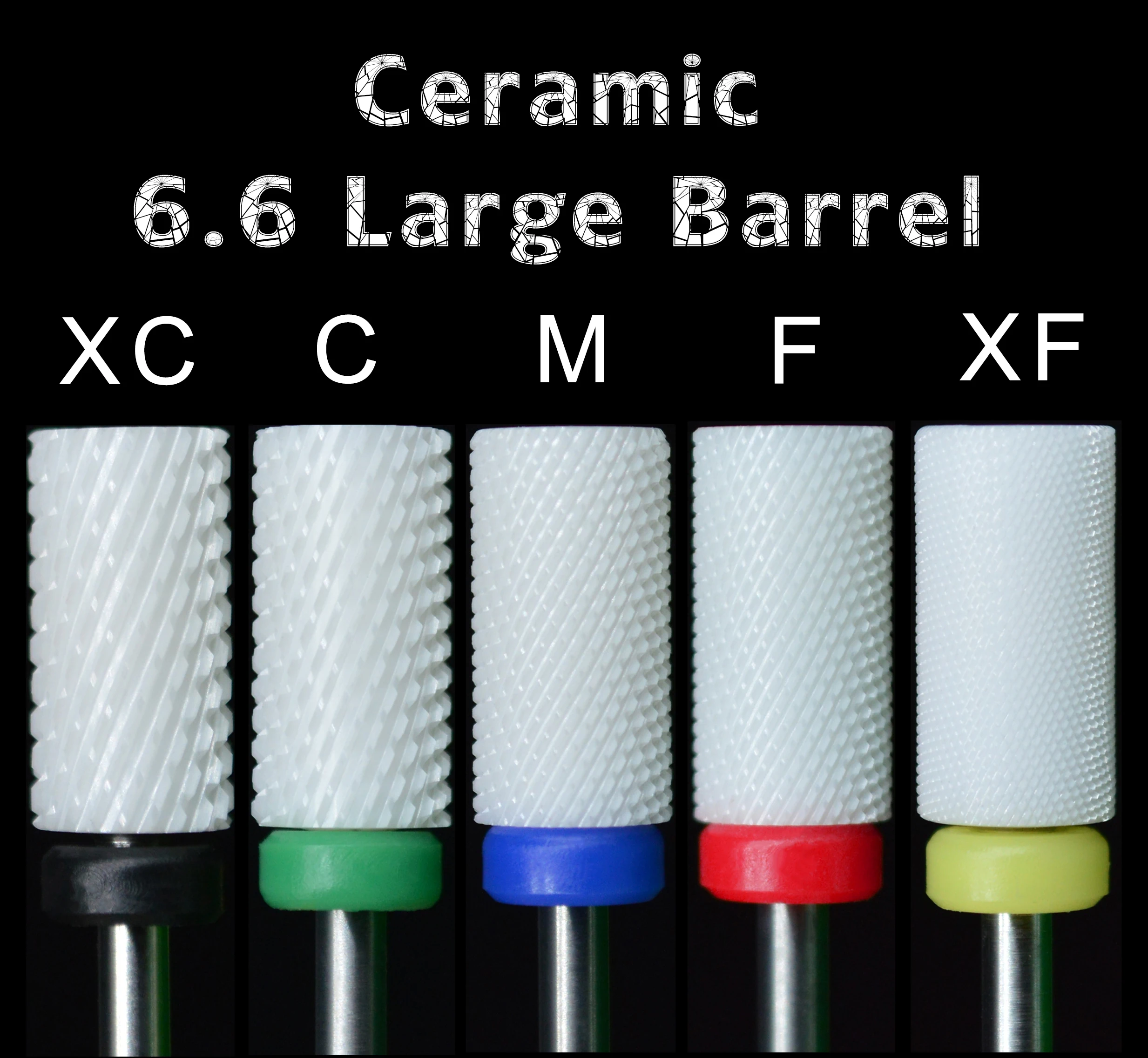 RolinStar 6.6mm Large Barrel ceramic Accessories Bits Milling Cutter Burr Nail Art Tools