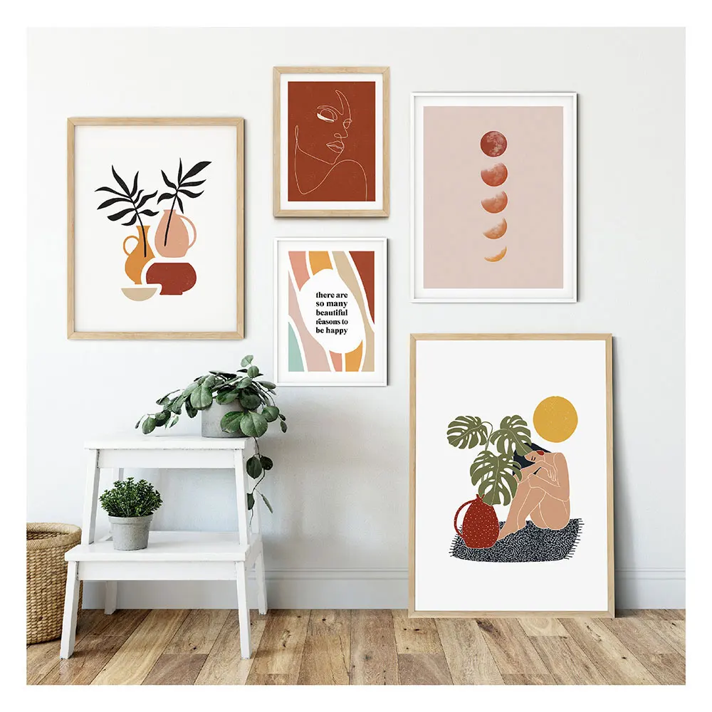 Abstract Art Print Fine Line Art Woman PosterFemale Figure Line Drawing Minimalist Gallery Wall Boho Wall Decor for Living Room