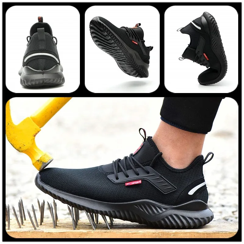 Zapatos de trabajo con punta de acero para hombre, botas de trabajo indestructibles, antigolpes, calzado deportivo de construcción, suministros de