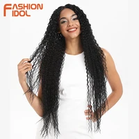 FASHION IDOL Afro rizado suave largo 38 pulgadas Ombre peluca de encaje dorado pelo sintético pelucas de fibra resistentes al calor para mujeres negras