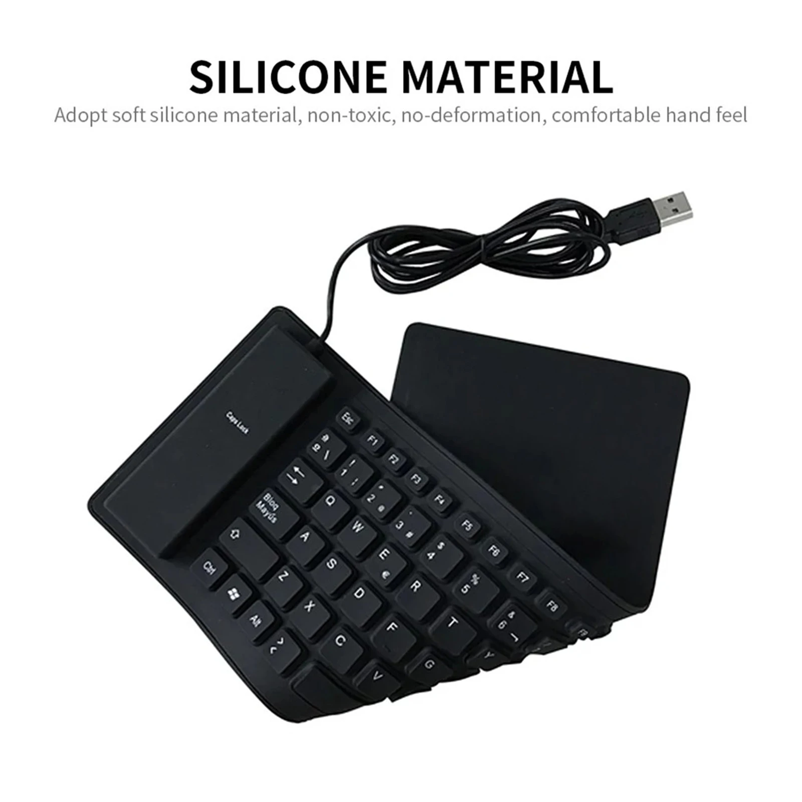 Foldable Spanish Keyboard Waterproof Rollup Keyboard for Desktop Laptop