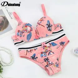 DaiNaFang 2 Pieces BCDE Cup Bras Set  Push Up Underwear Sets Womens Embroidery Bralette Underwire Breathable Lady Lingerie