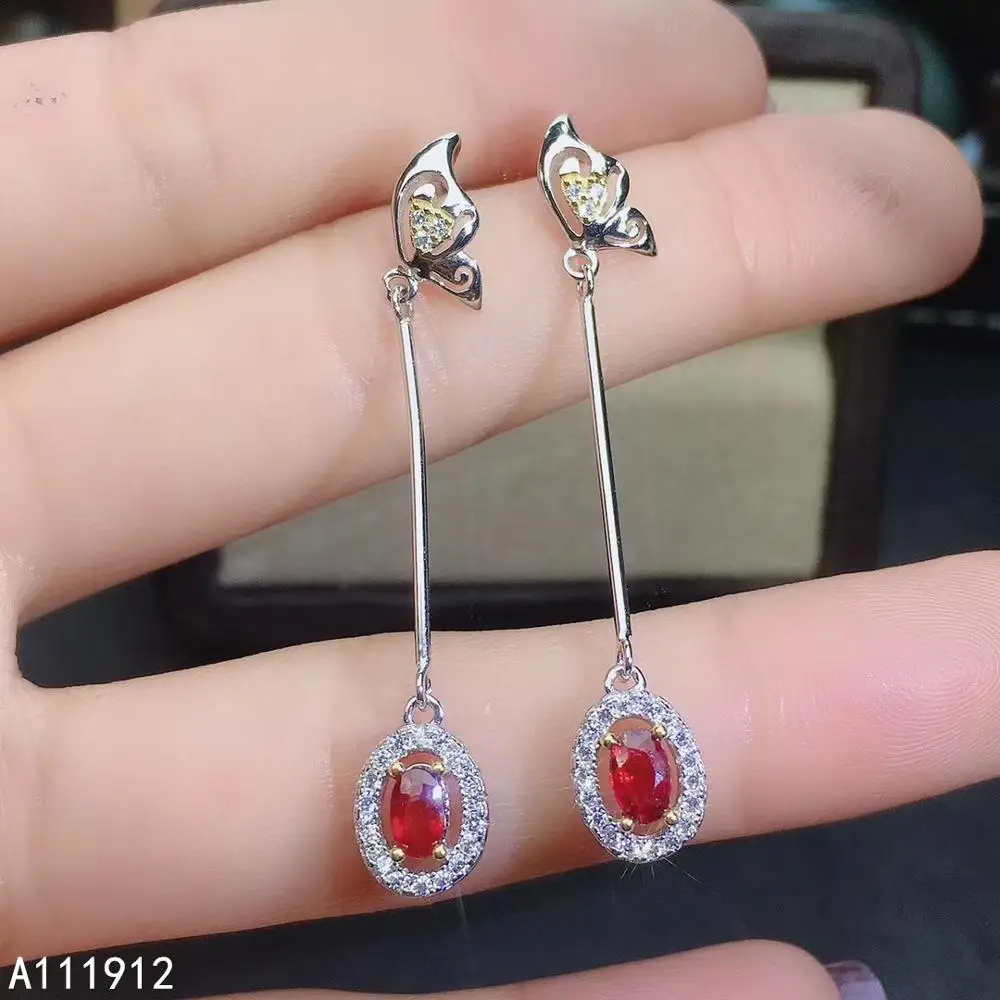 

KJJEAXCMY fine jewelry natural Ruby 925 sterling silver women earrings support test elegant