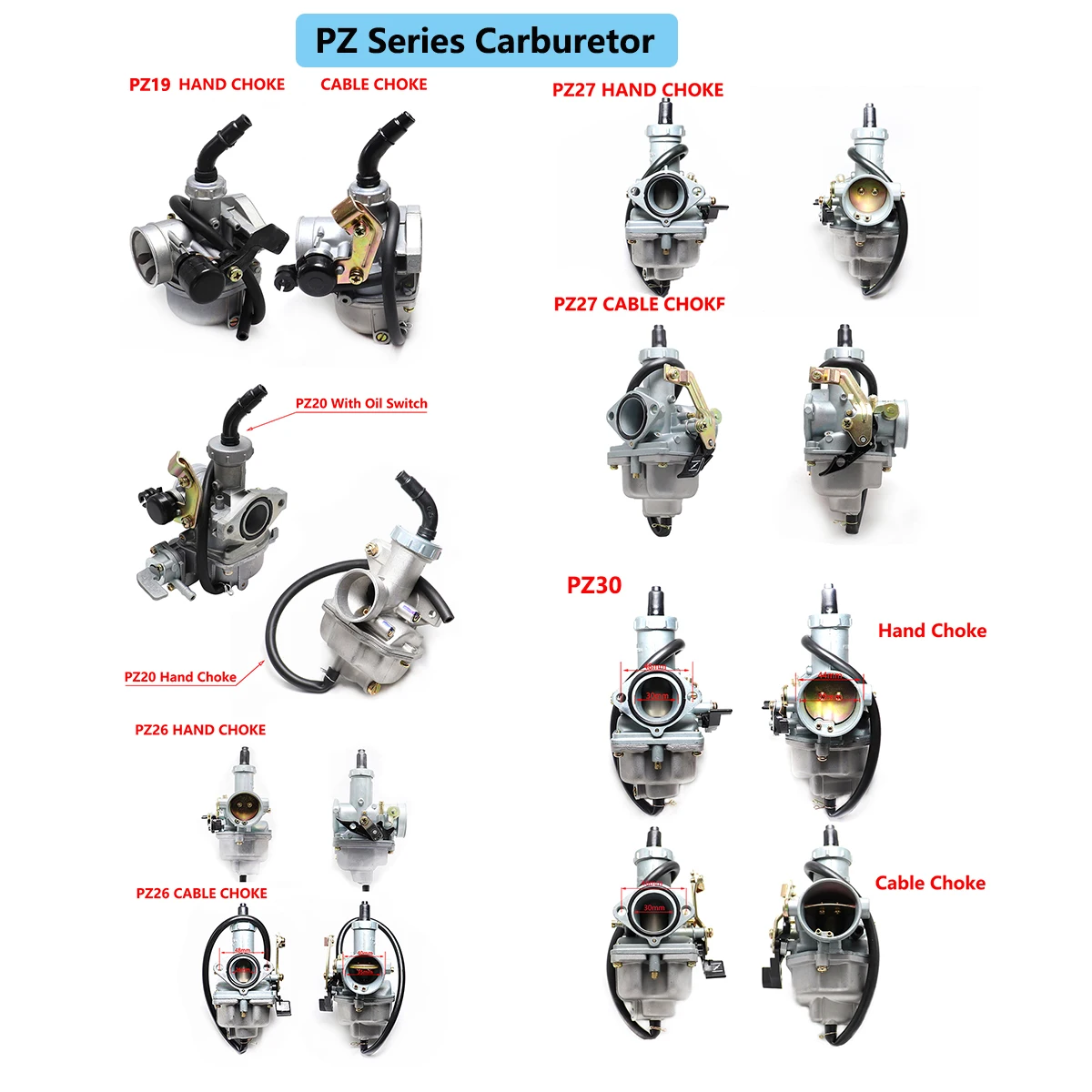 

Ручной кабельный дроссель карбюратора Серии PZ, PZ19, PZ20, PZ26, PZ27, PZ30 для мотоцикла, карбюратора 50cc, 70cc, 90cc, 110cc, 125cc, квадроцикла, питбайка