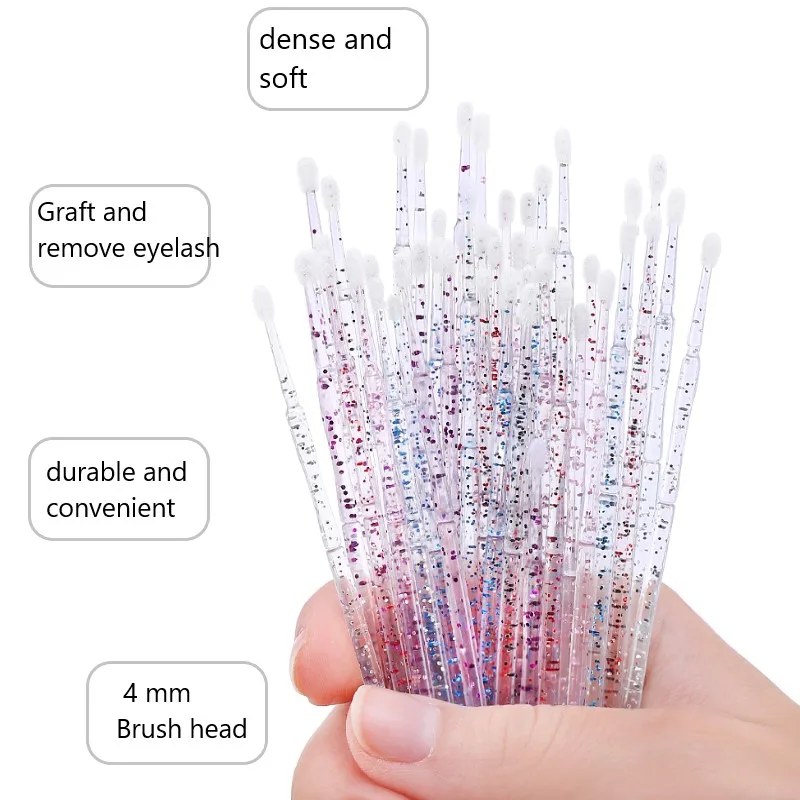 100pcs Disposable Crystal Micro Brush Mascara Wands Applicator Lash Removing Swab Makeup Brushes For Eyelash Extension Tools