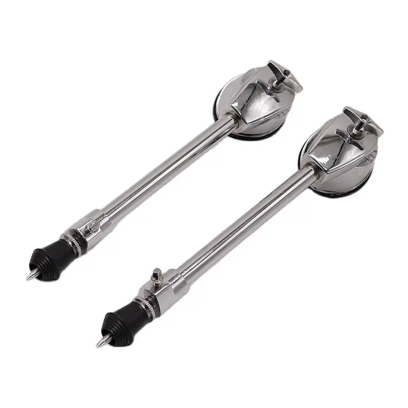 1 Pair Bass Drum Spurs Bass Drum Foot Silver Color Drum Accessory Silver Plate Iron Material with Screws and Washers