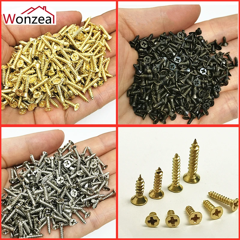 100pcs/pack M2 M2.5 Steel Mini Micro Small Phillips Flat Head Cross Round Pan Head Self-tapping Screws Wood Furniture Screws