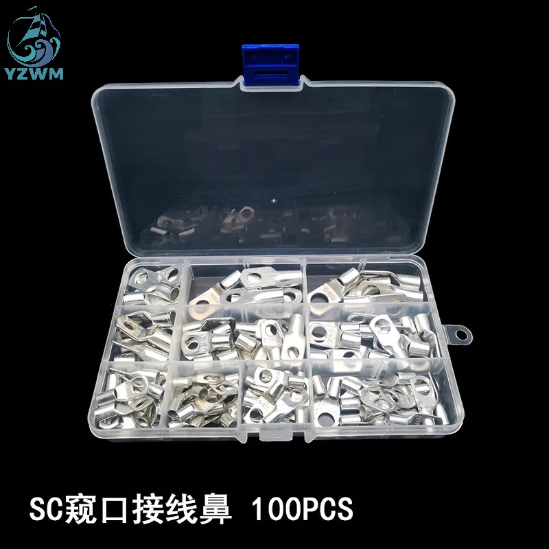 

YZWM 100pcs SC Series Peep Copper Nose Copper Terminal SC35 Box Type Crimping Terminal Wire Connector Crimping Head