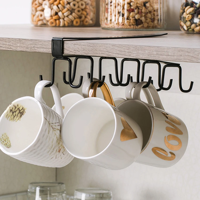 Mug Cups Wine Glasses Storage Hooks Kitchen Utensil Ties Belt and Scarf Organizer Hanging Hook Rack Holder Under Cabinet Closet