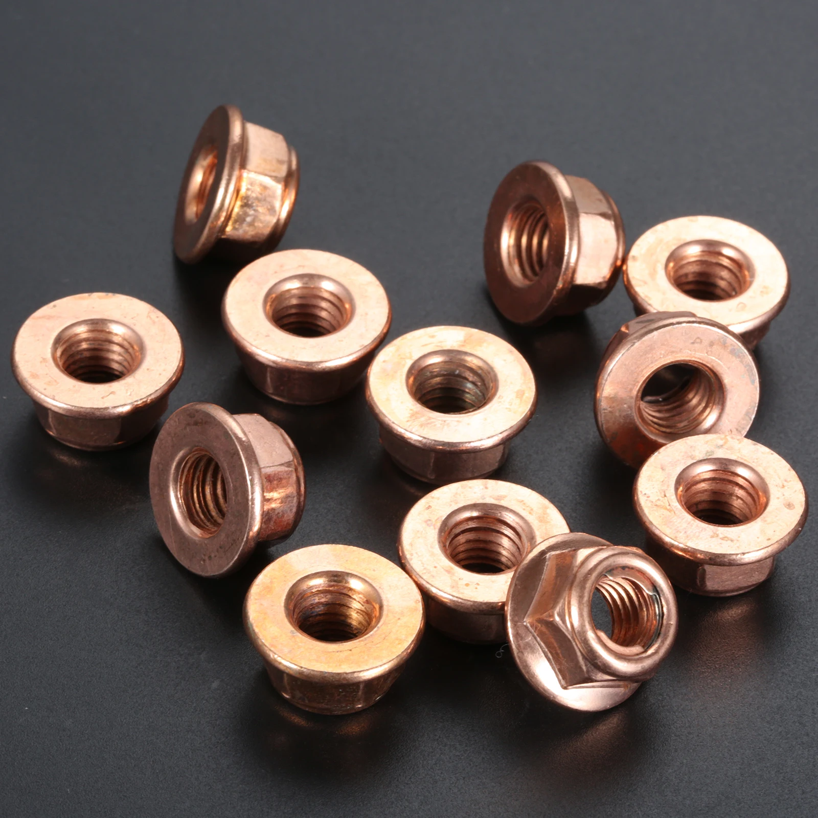 12Pcs M8 Copper Exhaust Nut for BMW 3 Series E30 Head Stud Lock Nuts Copper Bolt Screw M8 Turbo Exhaust Stud Hex Nut A1201420072