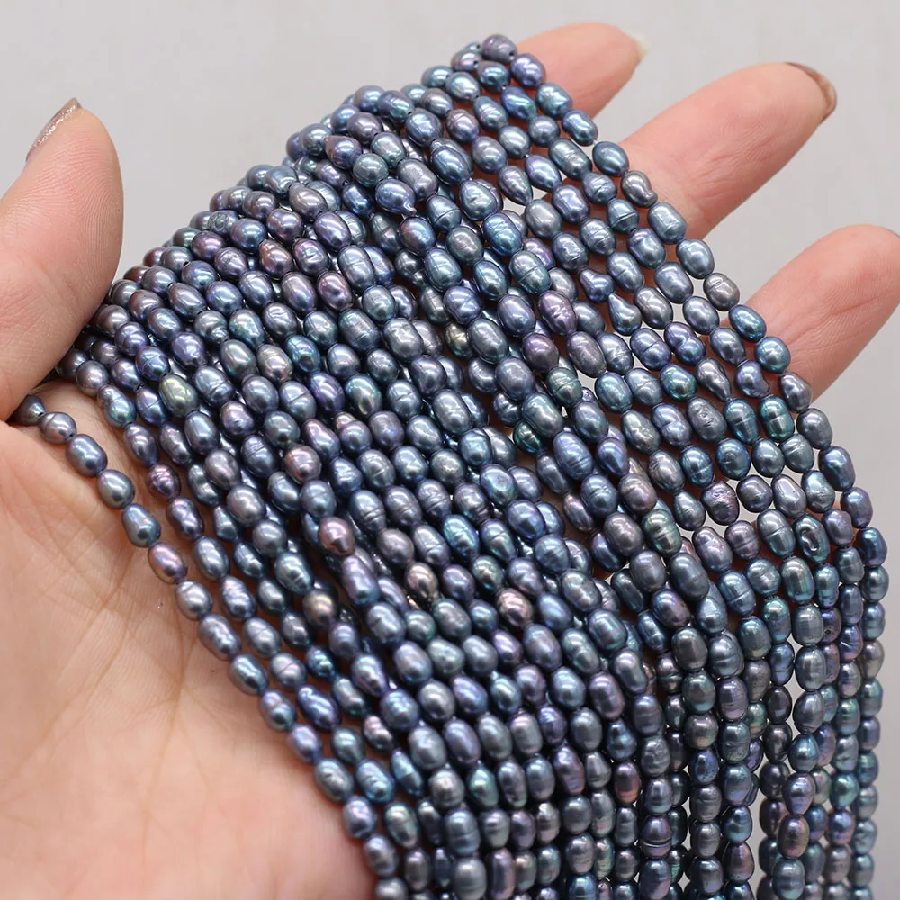 Hot Sale Natural Freshwater Pearl Black Rice Beads Loose Bead For Jewelry Making DIY Charm Bracelet Necklace Earring Accessories