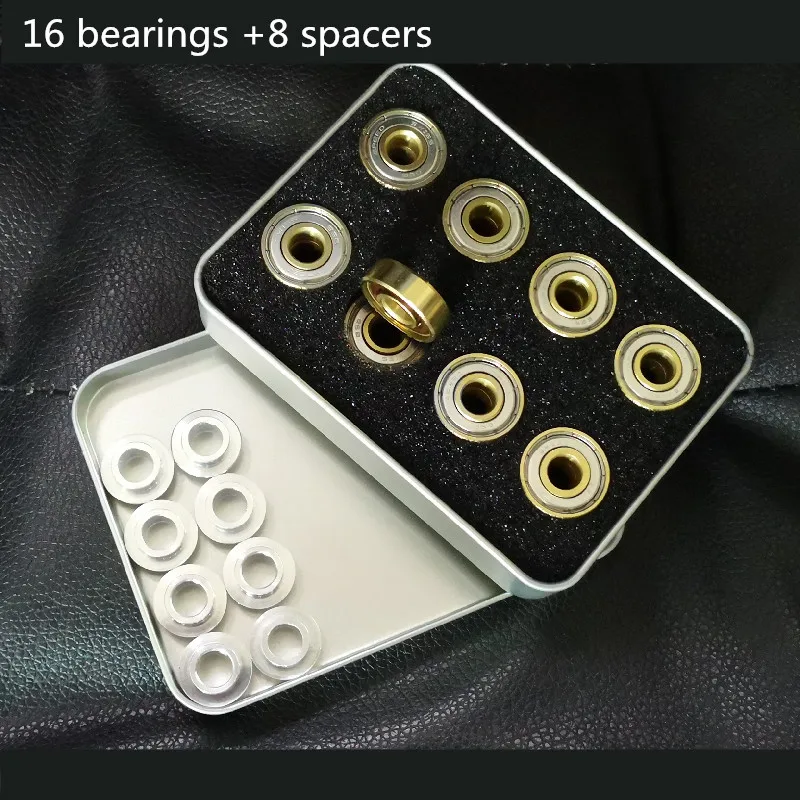 16 pcs/Lot Swiss BSB Golden 7-Beads ILQ-11 Bearing for Inline Speed Skates for SEBA HV WFSC KSJ Powerslide 608 with Iron Box