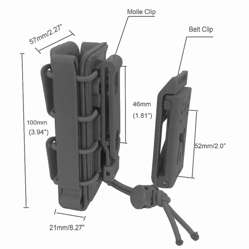 Bolsa táctica Molle de 9mm con Clip de cinturón para Glock 17 19 M9 P226, soporte para pistola Mag Fastmag, funda de carcasa suave para caza