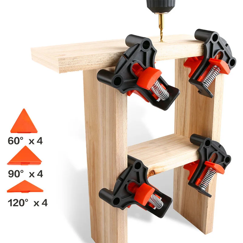 

4pc Wood Angle Clamps 60/90/120 Degrees Woodworking Corner Clamp DIY Fixture Hand Tool for Taper T Joints Plate Locator Hardware